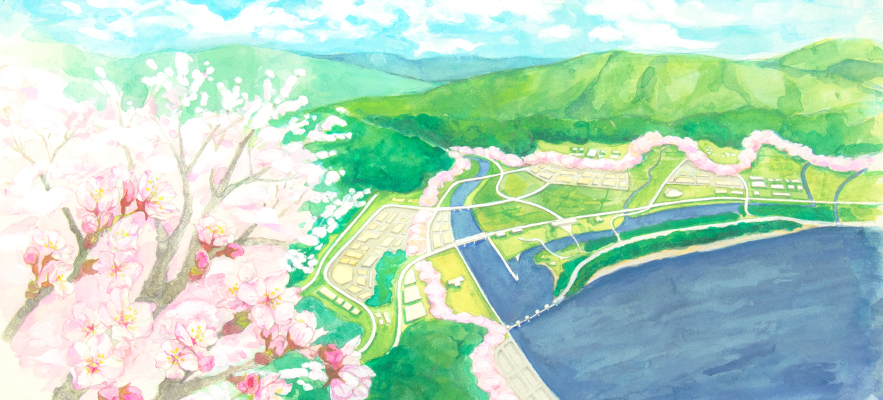 陸前高田と桜の風景